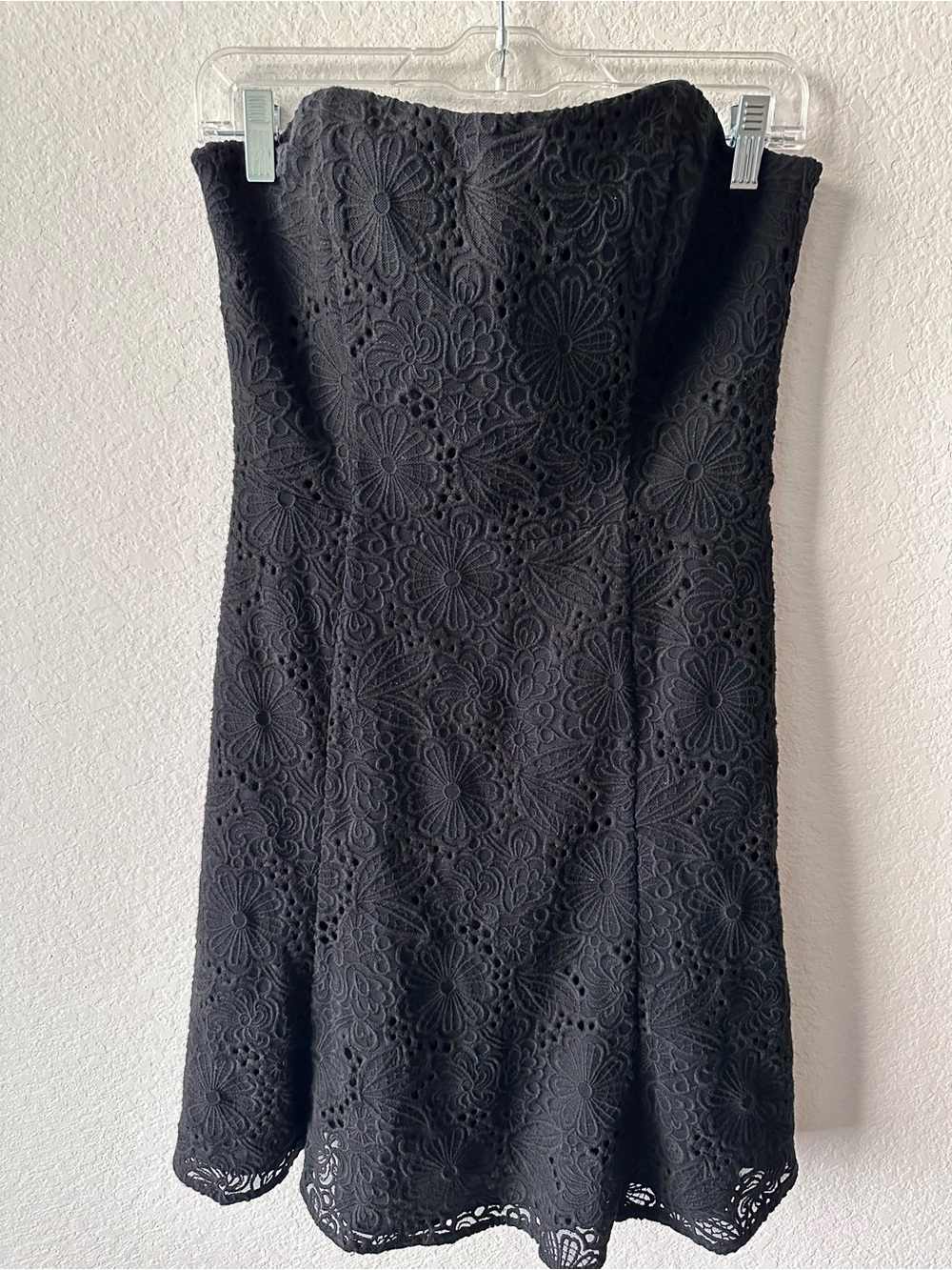 Lilly‎ Pulitzer Black Floral Eyelet Lace Strapless Cocktail Dress Size 4